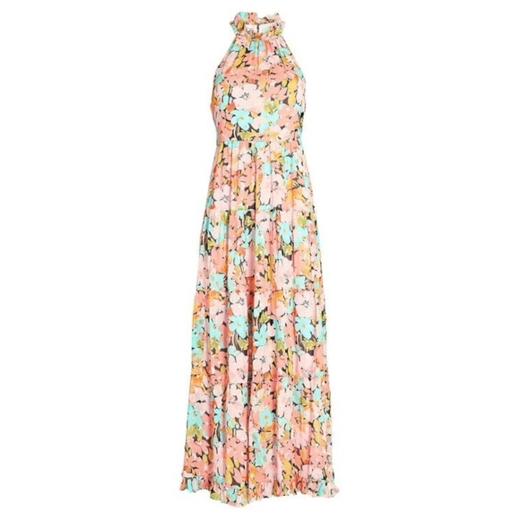 SAYLOR Missie Floral Midi Maxi Dress in Retro Floral Metallic Size Large Spring - Picture 6 of 13